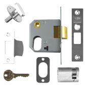 3281 - UNION 2332 Oval Nightlatch Case 64mm Satin Chrome c/w Oval cylinder and thumbturn