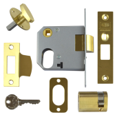7940 - UNION 2332 Oval Nightlatch Case 76mm Polished Brass c/w Oval cylinder and thumbturn