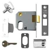 3290 - UNION 2332 Oval Nightlatch Case 76mm Satin Chrome c/w Oval cylinder and thumbturn