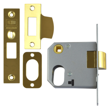 Click Here To Enlarge This Photo Of L8968 - UNION 2332 Oval Nightlatch Case 76mm Polished Brass (CASE ONLY)