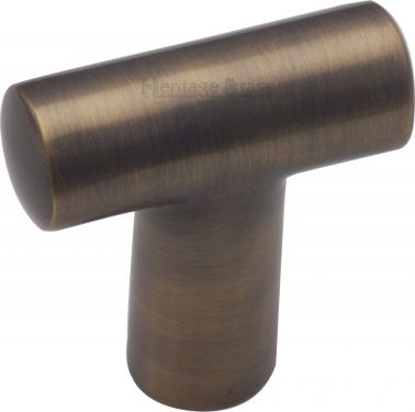 Click Here To Enlarge This Photo Of C2234-AT Heritage Brass Cabinet Knob T Shaped 35mm Antique Brass Finish