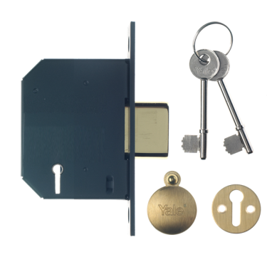 Click Here To Enlarge This Photo Of 7425 - YALE PM552 5 Lever Deadlock 64mm Polished Brass Keyed to Differ