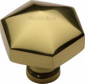 C2238-PB Heritage Brass Cabinet Knob Classic Hexagon Design 32mm Polished Brass Finish