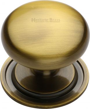 Click Here To Enlarge This Photo Of C2240 48-AT Heritage Brass Cabinet Knob Victorian Round Design with Base 48mm Antique Brass Finish