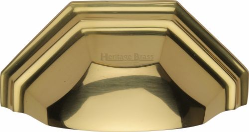 Click Here To Enlarge This Photo Of C2768-PB Heritage Brass Drawer Pull Deco Design 89mm ctc Polished Brass Finish