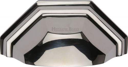 Click Here To Enlarge This Photo Of C2768-PNF Heritage Brass Drawer Pull Deco Design 89mm ctc Polished Nickel Finish