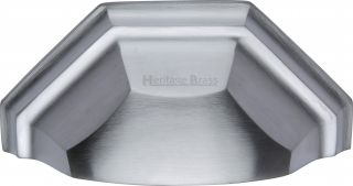 C2768-SC Heritage Brass Drawer Pull Deco Design 89mm ctc Satin Chrome Finish