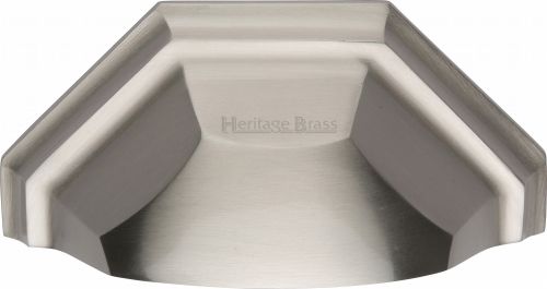 Click Here To Enlarge This Photo Of C2768-SN Heritage Brass Drawer Pull Deco Design 89mm ctc Satin Nickel Finish