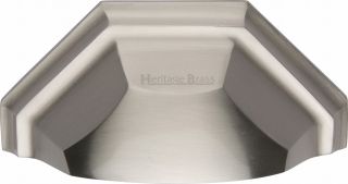 C2768-SN Heritage Brass Drawer Pull Deco Design 89mm ctc Satin Nickel Finish