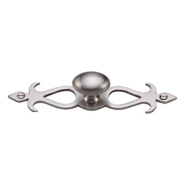 Click Here To Enlarge This Photo Of C3072 32-SN Heritage Brass Cabinet Knob Oval/Backplate Design 32mm Satin Nickel Finish