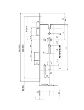 Click Here To Enlarge This Photo Of L24049 - GU BKS 1314 Narrow Style Mortice Sashlock - 35/92 - B1314 0003 - Flat