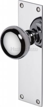 Click Here To Enlarge This Photo Of BAL8510-PC Heritage Brass Mortice Knob on Latch Plate Balmoral Design Polished Chrome Finish