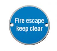 SEX1021SSS - Carlisle Brass Eurospec 'Fire Escape Keep Clear' Sign 76mm Satin Stainless Steel