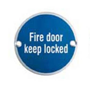 Click Here To Enlarge This Photo Of SEX4015SAA - Carlisle Brass Eurospec 'Fire Door Keep Locked' Sign Sign 76mm Satin Anodised Aluminium