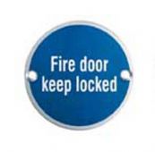 SEX1015BSS - Carlisle Brass Eurospec 'Fire Door Keep Locked' Sign 76mm Bright Stainless Steel