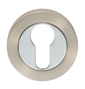 Click Here To Enlarge This Photo Of GK4001SNCP - Carlisle Brass Euro Profile Escutcheon 52mm x 8mm Satin Nickel/Polished Chrome