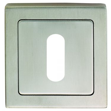 Click Here To Enlarge This Photo Of SSP1405SSS/DUO - Carlisle Brass Eurospec Standard Key Square Escutcheon 52 x 8mm Satin Stainless Steel/Polished Stainless Steel