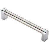 FTD485CSNCP - Carlisle Brass Fingertip Design Bauhaus Handle (160mm c/c) 176mm Satin Nickel/Polished Chrome