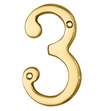 Click Here To Enlarge This Photo Of N3 - Carlisle Brass Numeral Face Fix (No.3) 76mm Polished Brass
