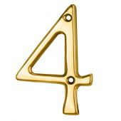 N4 - Carlisle Brass Numeral Face Fix (No.4) 76mm Polished Brass