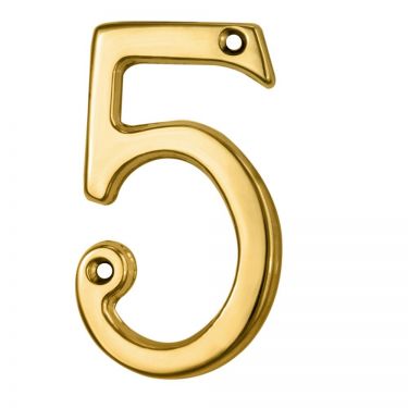 Click Here To Enlarge This Photo Of N5 - Carlisle Brass Numeral Face Fix (No.5) 76mm Polished Brass