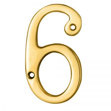 Click Here To Enlarge This Photo Of N6 - Carlisle Brass Numeral Face Fix (No 6 Or 9) 76mm Polished Brass