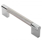 FTD470BSNCP - Carlisle Brass Fingertip Design 13mm Keyhole Handle (128mm c/c) 140mm Satin Nickel/Polished Chrome