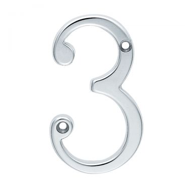 Click Here To Enlarge This Photo Of N3SC - Carlisle Brass Numeral Face Fix (No.3) 76mm Satin Chrome