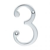 N3SC - Carlisle Brass Numeral Face Fix (No.3) 76mm Satin Chrome
