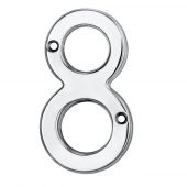 N8CP - Carlisle Brass Numeral Face Fix (No.8) 76mm Polished Chrome