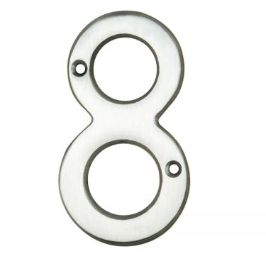 Click Here To Enlarge This Photo Of N8SC - Carlisle Brass Numeral Face Fix (No.8) 76mm Satin Chrome