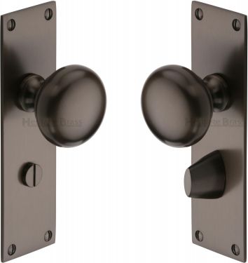 Click Here To Enlarge This Photo Of BAL8530-MB Heritage Brass Mortice Knob on Bathroom Plate Balmoral Design Matt Bronze Finish