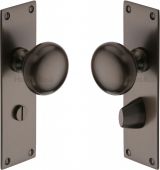 BAL8530-MB Heritage Brass Mortice Knob on Bathroom Plate Balmoral Design Matt Bronze Finish