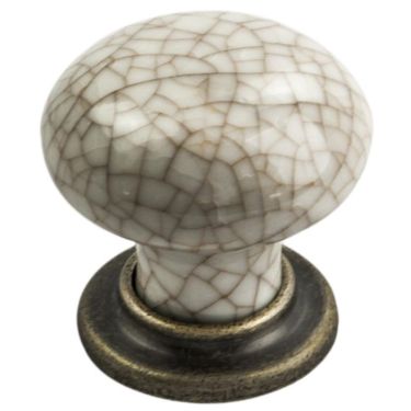 Click Here To Enlarge This Photo Of FTD630AABIC - Carlisle Brass Fingertip Design Porcelain Knob with Finished Base 35mm Antique Brass