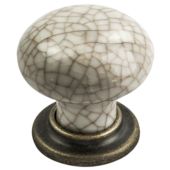 FTD630AABIC - Carlisle Brass Fingertip Design Porcelain Knob with Finished Base 35mm Antique Brass