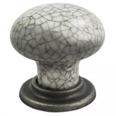 Click Here To Enlarge This Photo Of FTD630AASMC - Carlisle Brass Fingertip Design Porcelain Knob with Finished Base 35mm Antique Steel