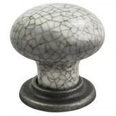FTD630AASMC - Carlisle Brass Fingertip Design Porcelain Knob with Finished Base 35mm Antique Steel