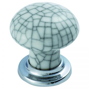 Click Here To Enlarge This Photo Of FTD630ACPMC - Carlisle Brass Fingertip Design Porcelain Knob with Finished Base 35mm Polished Chrome