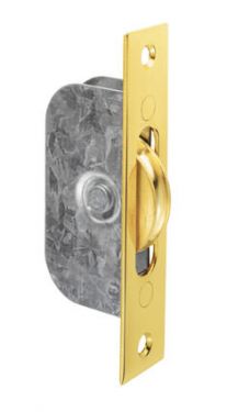 Click Here To Enlarge This Photo Of AQ93 - Carlisle Brass Sash Window Axle Pulley No 3 Square Polished Brass Forend With Brass Wheel 117 x 25mm Polished Brass