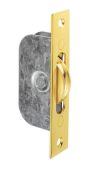 AQ93 - Carlisle Brass Sash Window Axle Pulley No 3 Square Polished Brass Forend With Brass Wheel 117 x 25mm Polished Brass