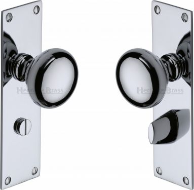 Click Here To Enlarge This Photo Of BAL8530-PC Heritage Brass Mortice Knob on Bathroom Plate Balmoral Design Polished Chrome Finish