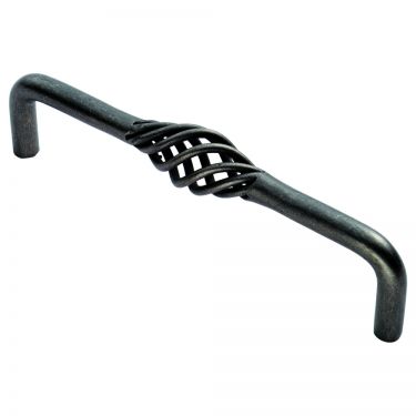 Click Here To Enlarge This Photo Of FTD1240AAS - Carlisle Brass Fingertip Design Steel Cage Fixed Handle (128mm c/c) 136mm Antique Steel