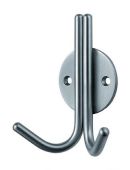HCH1015SSS - Carlisle Brass Eurospec 10mm Double Coat Hook on 47mm Dia Rose Satin Stainless Steel