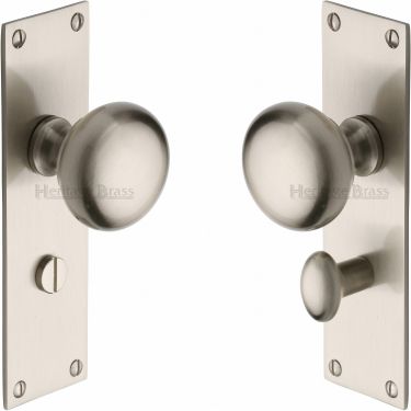 Click Here To Enlarge This Photo Of BAL8530-SN Heritage Brass Mortice Knob on Bathroom Plate Balmoral Design Satin Nickel Finish