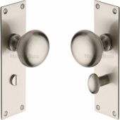 BAL8530-SN Heritage Brass Mortice Knob on Bathroom Plate Balmoral Design Satin Nickel Finish