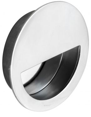 Click Here To Enlarge This Photo Of FPH1004BSS - Carlisle Brass Eurospec Circular Flush Pull 89mm Dia.(Semi Circular Inset) Polished Stainless Steel