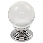 FTD690ACTC - Carlisle Brass Fingertip Design Crystal Ball Knob with Finished Base 27mm Polished Chrome