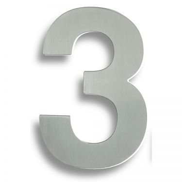 Click Here To Enlarge This Photo Of NUM10173SSS - Carlisle Brass Eurospec Numeral '3' (178mm) Concealed Pin Fix (Grade 316) Satin Stainless Steel