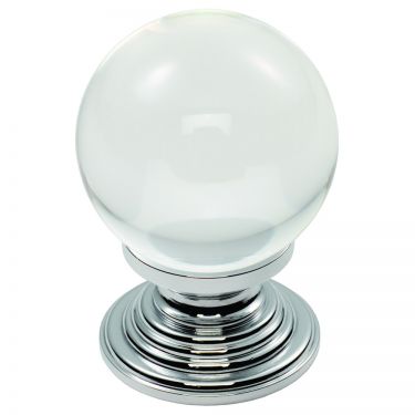 Click Here To Enlarge This Photo Of FTD690BCTC - Carlisle Brass Fingertip Design Crystal Ball Knob with Finished Base 32mm Polished Chrome