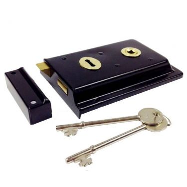 Click Here To Enlarge This Photo Of RSE8064JAP - Carlisle Brass Eurospec Rim Lock 154mm x 107mm Black